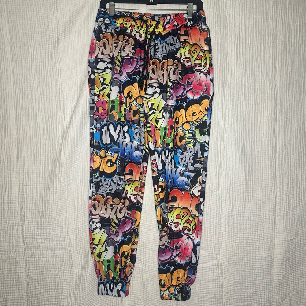 Fresh Prints of Bel Air Joggers Mens Multicolor Graffiti Print Drawstring Size M